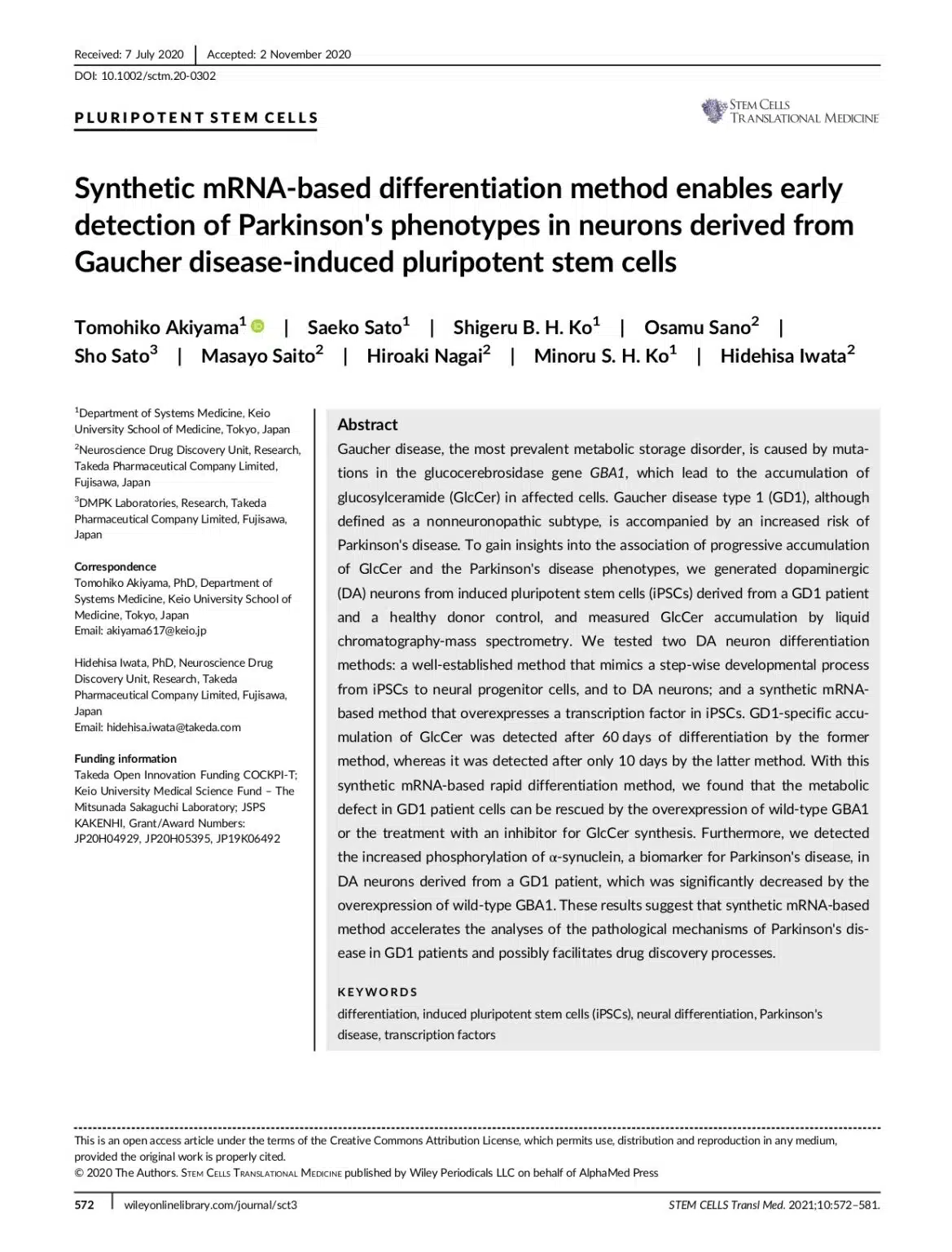 Synthetic mRNA-based differentiation method enables early detection of Parkinson’s phenotypes in neurons derived from Gaucher disease-induced pluripotent stem cells.