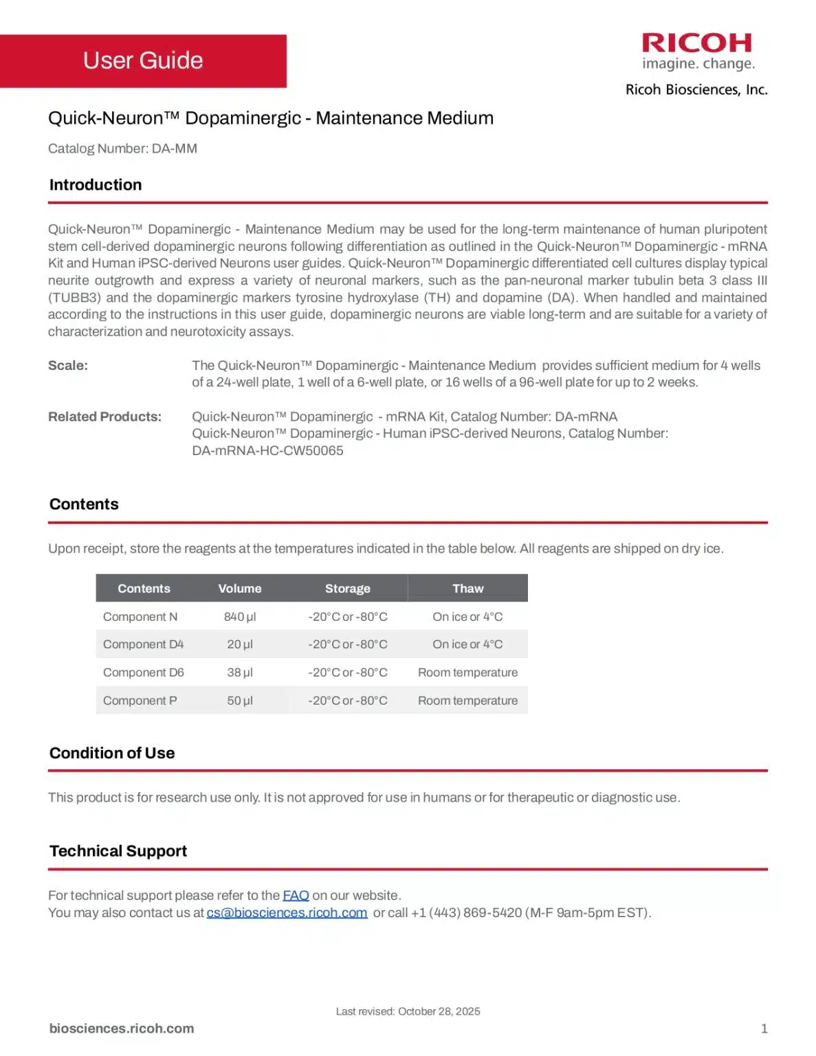 Quick-Neuron™ Dopaminergic – Maintenance Medium