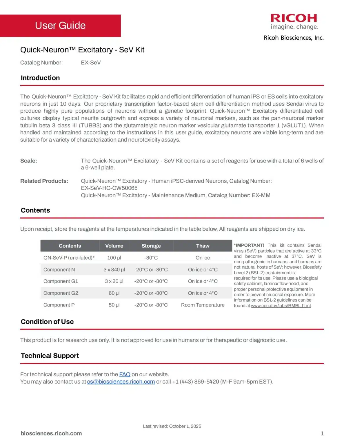 Quick-Neuron™ Excitatory – SeV Kit