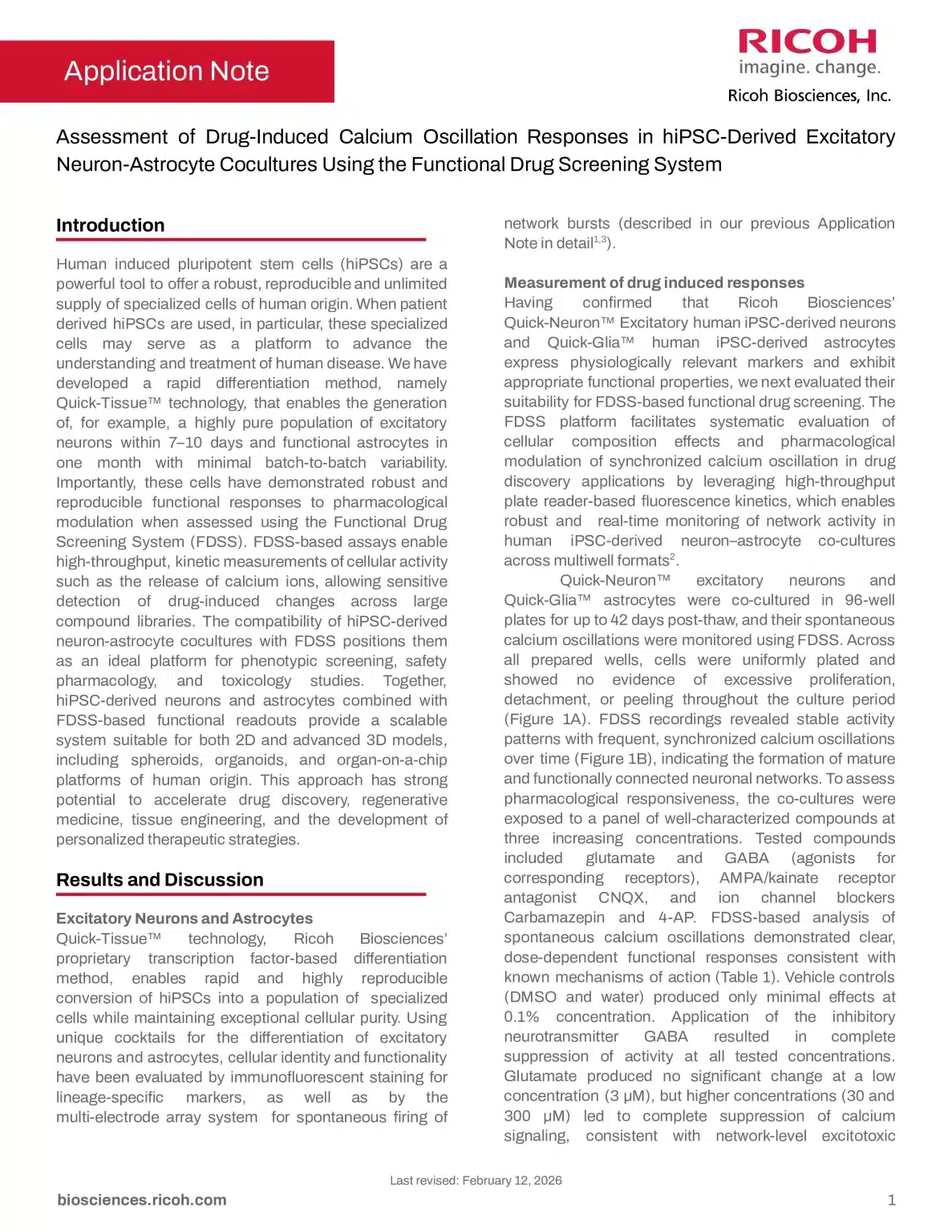 Assessment of Drug-Induced Calcium Oscillation Responses in hiPSC-Derived Excitatory Neuron-Astrocyte Cocultures Using the Functional Drug Screening System