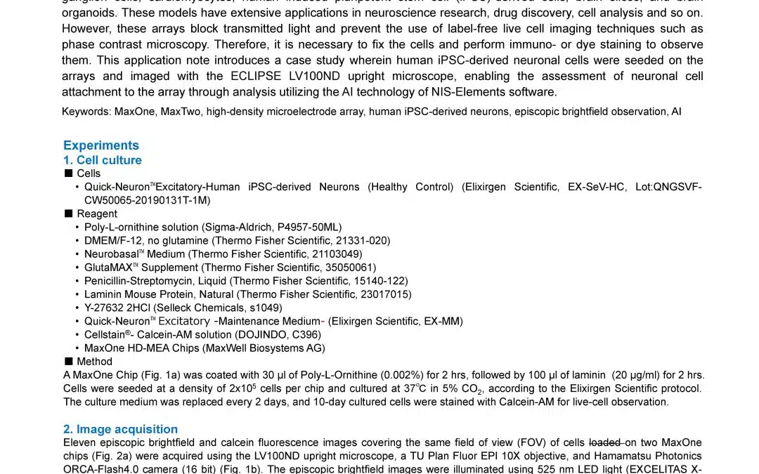 Episcopic Brightfield Imaging of Neuronal Cells on High-Density ...