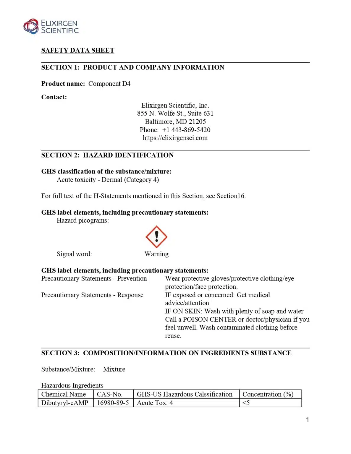 SDS – Component D4
