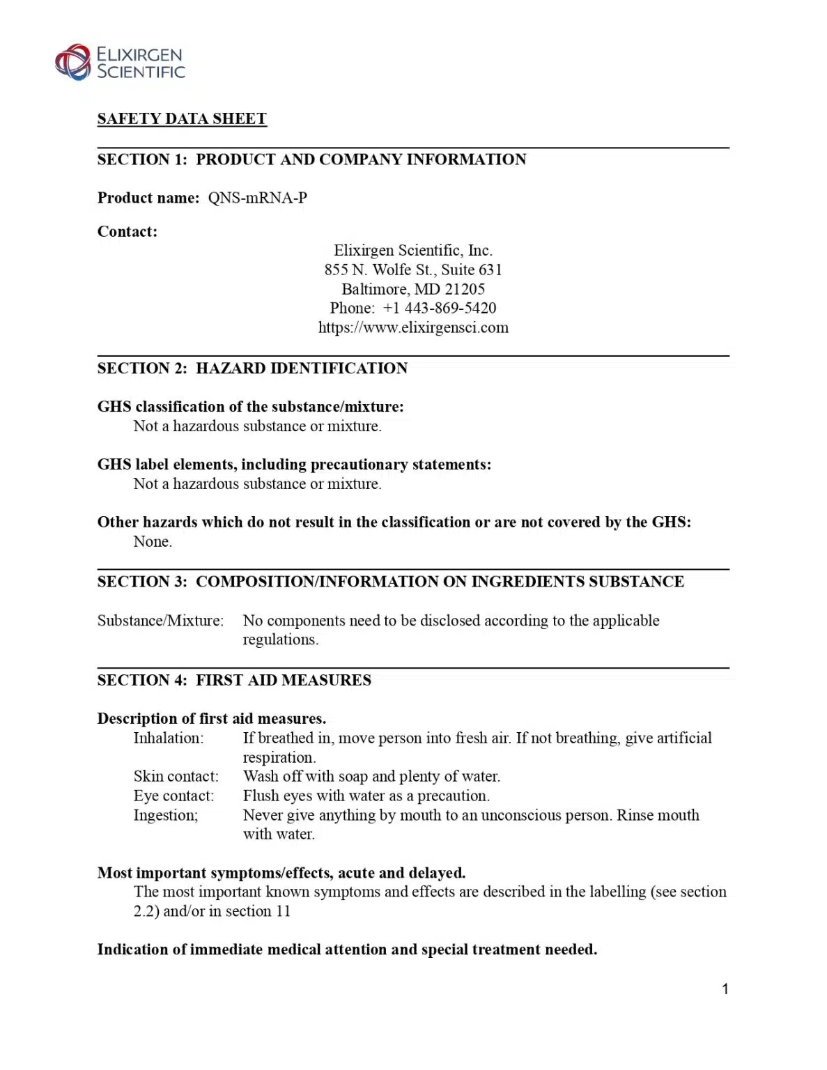 SDS – QNS-mRNA-P